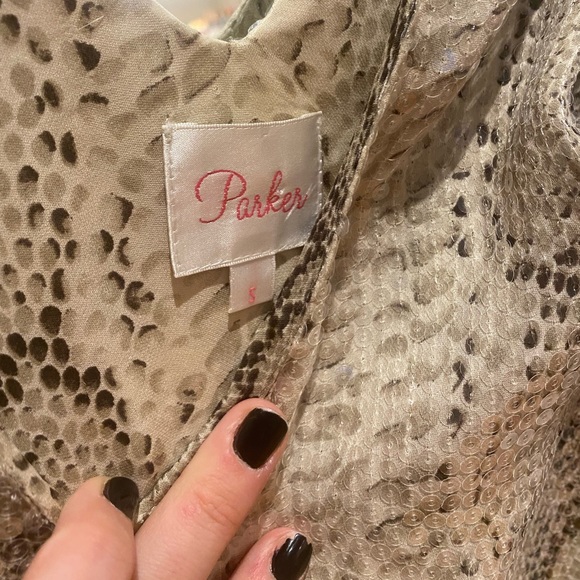 Parker Sequin Python Print Shift Dress - Picture 9 of 14